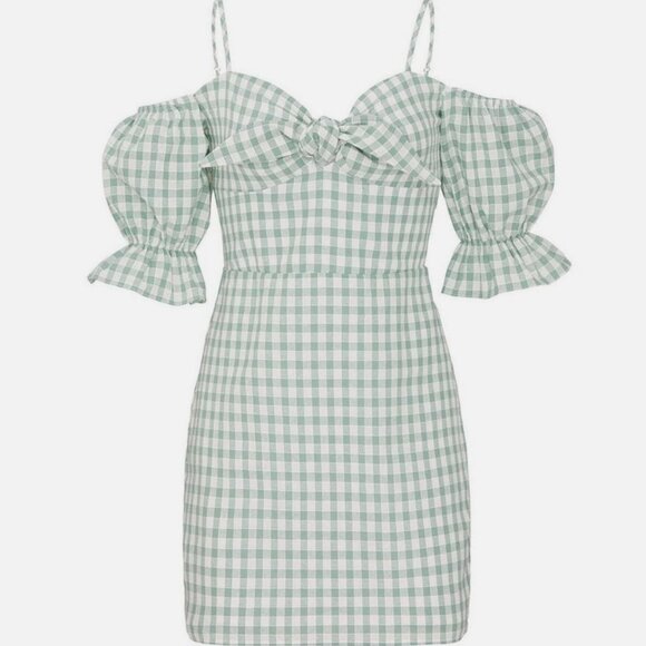 Dress Off Shoulder Gingham - Picture 1 of 1